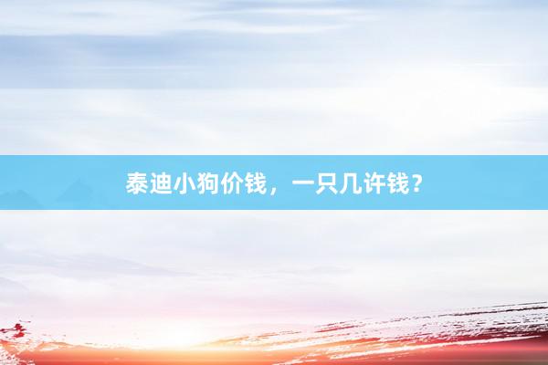 泰迪小狗价钱，一只几许钱？